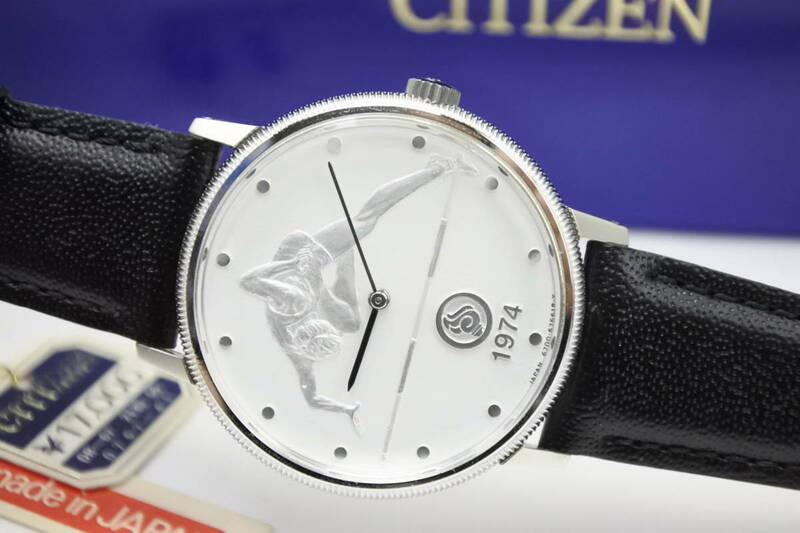珍稀品　☆ 1974年国民体育大会記念　CITIZEN製 手巻紳士時計 未使用保管品