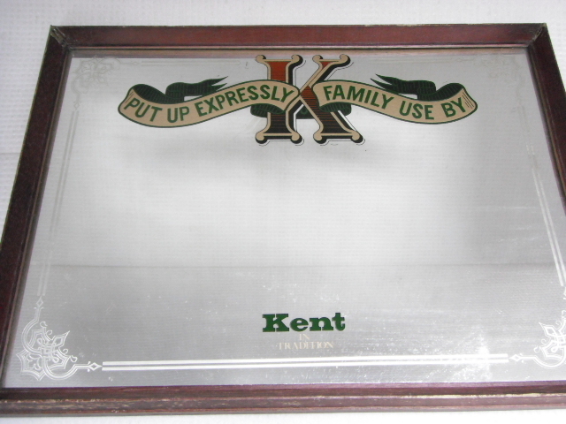 Kent in tradition ケント パブミラー 木製 ビンテージ ディスプレイ 約28cm×約38.5cm オブジェ 壁掛け 昭和レトロ Z-b