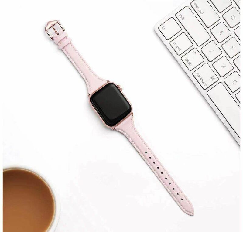 アップルウォッチ バンド 革 Apple Watchバンド38/40mm ピンク　スリム型　大人気