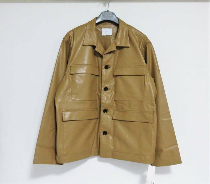 送料無料 定価5.2万 新品 ATHA FAKE LEATHER FIELD JACKET フリーサイズ ベージュ 日本製 アタ フェイクレザー フィールド ジャケット