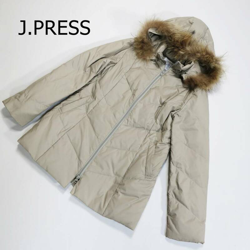 J.PRESS ジェイプレス ダウンジャケット モッズコート サイズ9 グレー ファー フード 4267