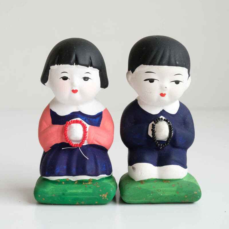 陶器人形 新型合掌人形 男の子 女の子 昭和レトロ