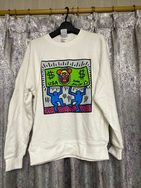 キースヘリング keith haring レイジブルー RAGEBRUE スウェットトレーナー スウェット トレーナー クルーネック 新品 メンズ S 白 トップ