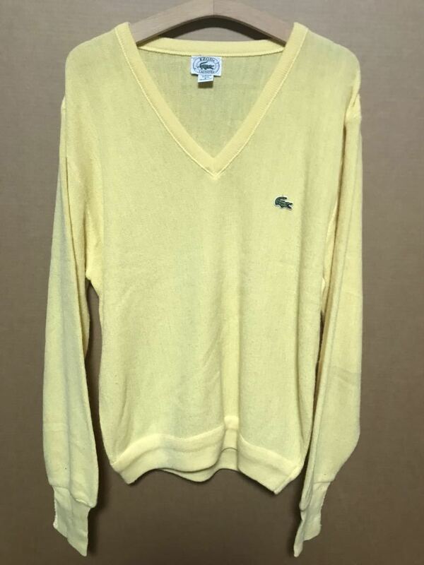 80s～90s USED IZOD LACOSTE V NECK KNIT SWEATER MADE IN USA 80's～90's 中古 ラコステ V ネックセーター LARGE アメリカ製 送料無料