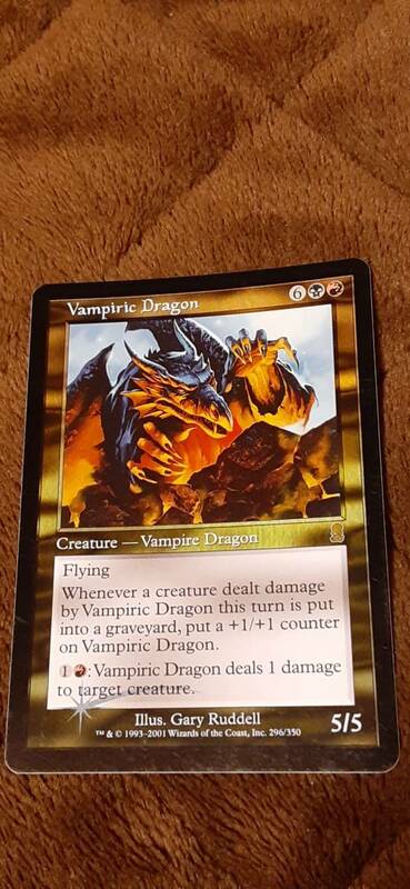 ☆MTG／MAGIC THE GATHERING☆吸血ドラゴン／Vampiric Dragon（旧枠／英語／金／マルチカラー／FOIL）オデッセイ