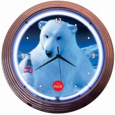 COCA-COLA POLAR BEAR NEON CLOCK コカ・コーラ白くま ネオンクロック Coca-Colaライセンス品【新品】