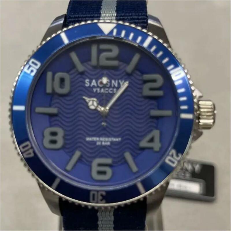 サクスニーイザック ダイバーズ メンズ20気圧防水 腕時計　ブルー