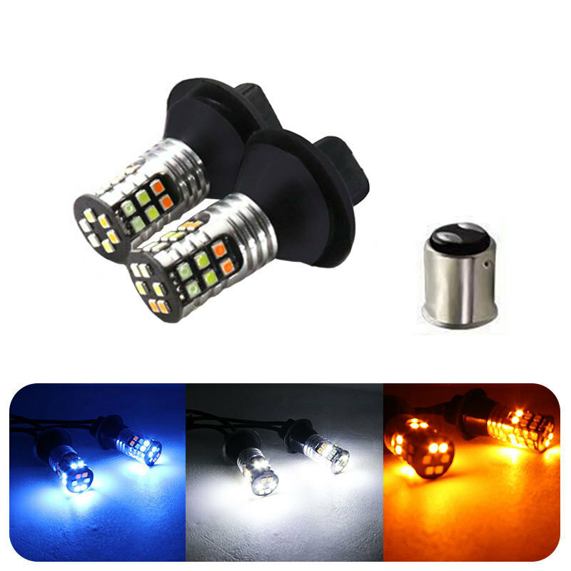 S25 ダブル 汎用 1157 BAY15D P21/5W 段違いピン ピン角違い180° ターンシグナルランプ LED ウインカー3色切り替え3030SMD 30連 2個セット