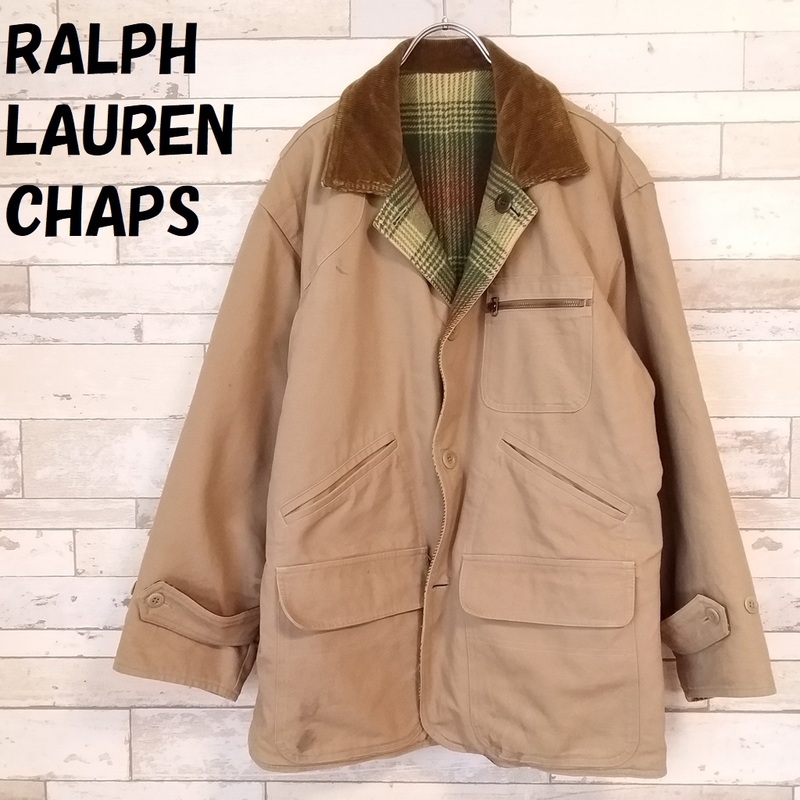 【人気】RALPHLAUREN CHAPS / ラルフローレン 80's リバーシブル ハンティングジャケット グリーン×ブラウン系 サイズM /A609