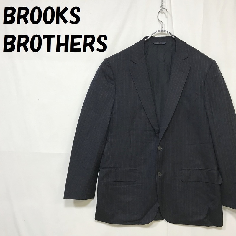 【人気】BROOKS BROTHERS/ブルックス ブラザーズ ストライプ テーラードジャケット ウール100％ ネイビー系 サイズ40S/34W/S2896