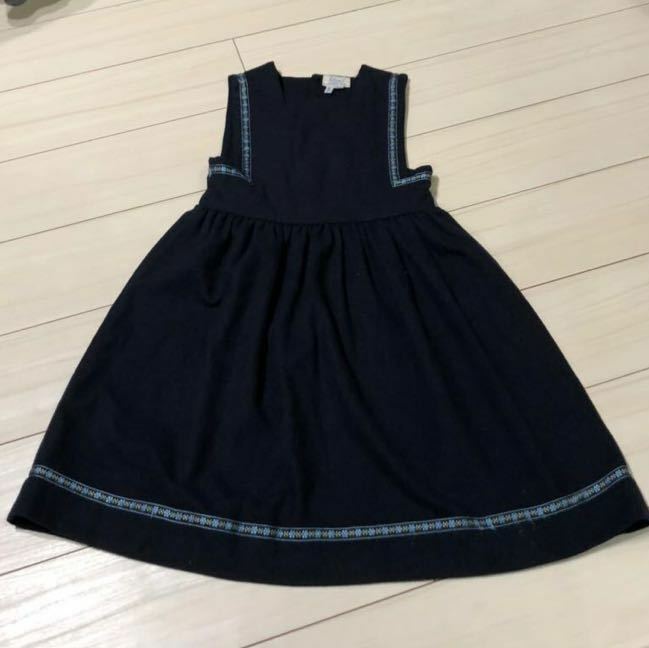 ◇Lazuli ジャンパースカート　子供服　 フランス製　紺　サイズ 8ans 128 レトロ　ビンテージ
