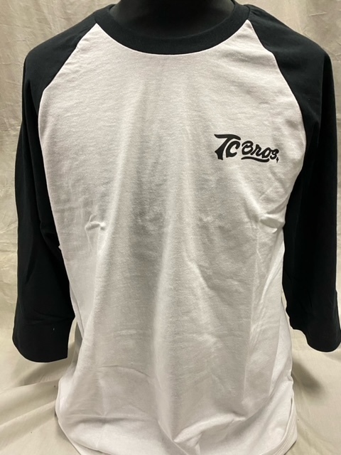 TC Bros製 Tシャツ ラグラン トラ ホワイト×ブラック Lサイズ ハーレー XS650 トライアンフ チョッパー ボバー カスタム スケボー 