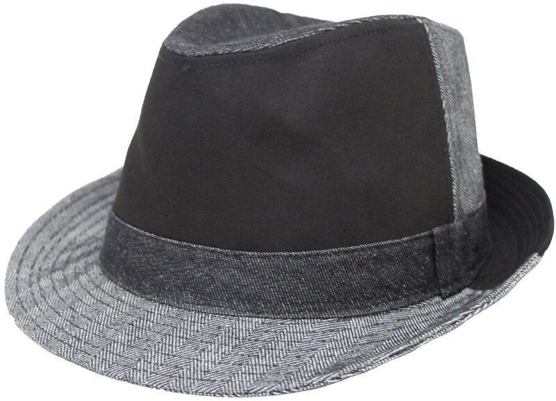 クレイジーデニムハイバック 中折れ帽 メンズ 大きいサイズ サイズ調節可能 65cm対応★ブラック★新品