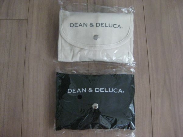 DEAN & DELUCA ショッピングバッグ　ブラック＆ナチュラル　エコバッグ　ディーン＆デルーカ　セット　黒白ホワイト