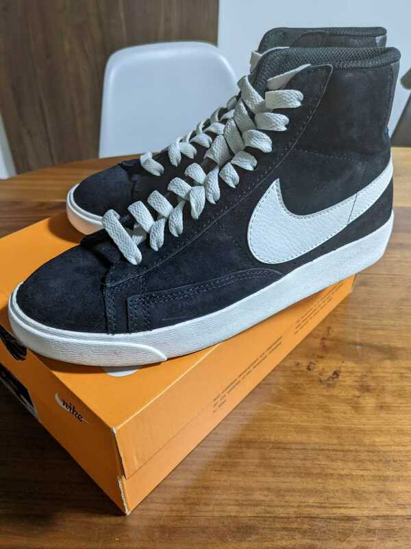 美品 2019年製 NIKE BLAZER MID 23.5cm ウィメンズ ブレイザー ヴィンテージ スウェード 箱あり ブラック 黒 