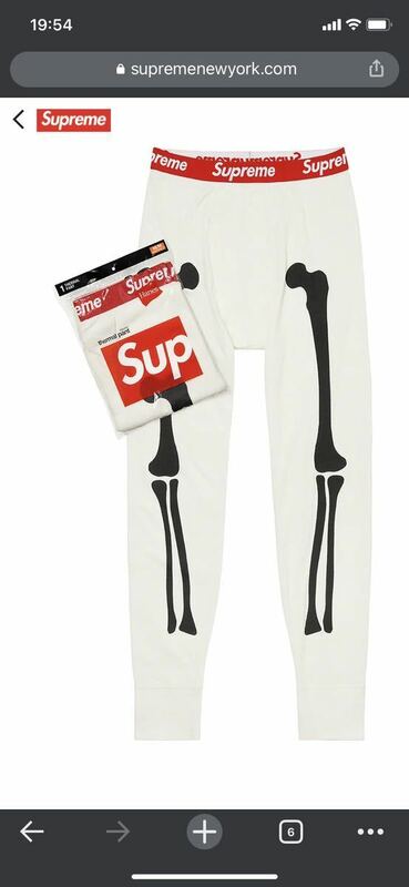 国内正規品！Supreme　Hanes Bones Thermal Pant (1 Pack) シュプリーム ヘインズ ボーン サーマル パンツ ナチュラル 白 サイズS