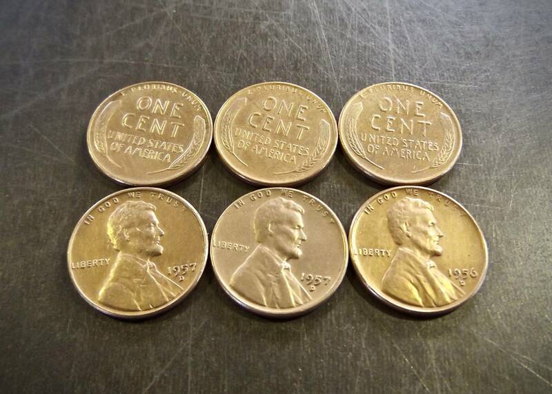  小麦1セントコイン 1950年～1959年6枚セット D刻印 送料無料 （13210）リンカーン 貨幣 硬貨 ペニー 北アメリカ古銭 USA