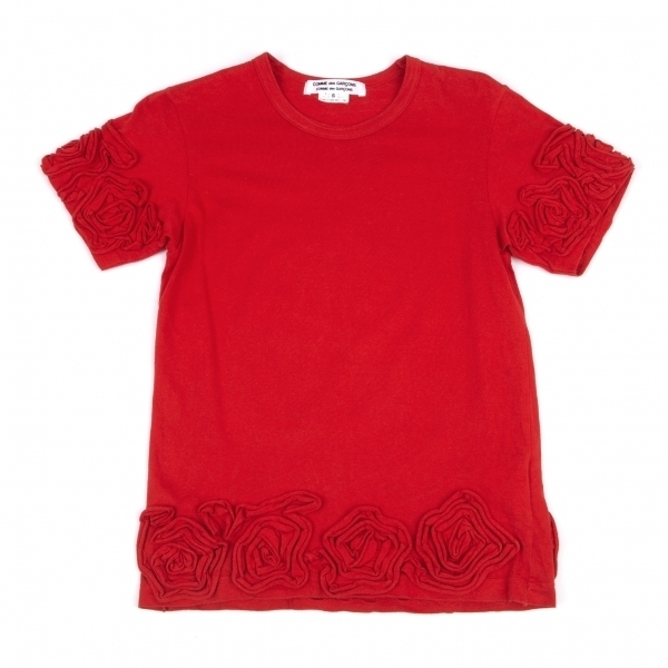コムコム コムデギャルソンCOMME des GARCON コサージュ装飾Tシャツ 赤S 【レディース】