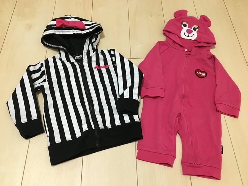 アナップ キッズ 2点セット ジャケット パーカー スウェット トレーナー つなぎ 女の子 キッズ 子供 子供服 ANAP KIDS まとめ売り セット