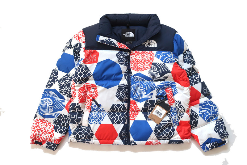 (M)The North Face1996 RETRO NUPTSE JACKETノースフェイスヌプシダウンジャケットアメリカ版TNF Blue IC Geo Print