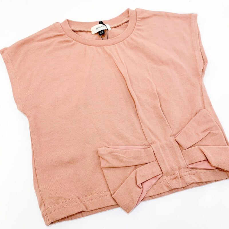 【新品未使用】セラフ　seraph 110㎝　トップス　Tシャツ　ピンクベージュ　リボン　かわいい　fo エフオー