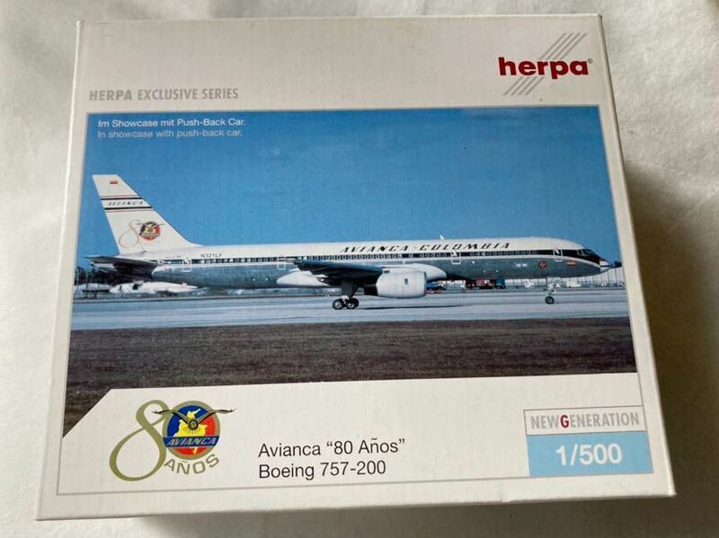 ★　ヘルパ　 1/500　【herpa】 Avianca 80 Arios Boeing 757-200　★