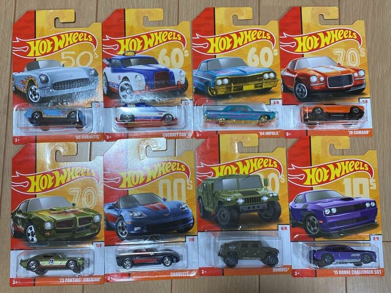 Hot Wheels 2017 Target限定 50s～10s 8台セット インパラ ハマー コルベット チャレンジャー カマロ トランザム