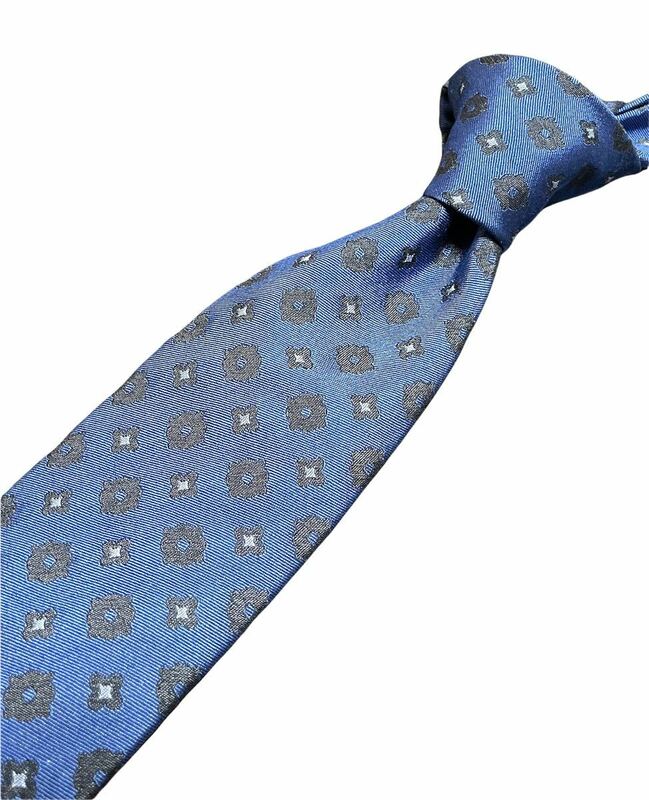 美品　BREUER ブリューワー　小紋柄　ネクタイ　ブルー　イタリア製