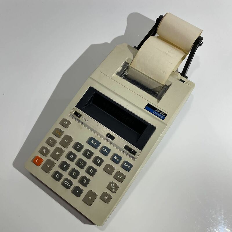 ジャンク 当時物 レトロCASIO カシオ JR-110 電子式記録計算機 ミニプリンター機 印字 レジロール 電卓
