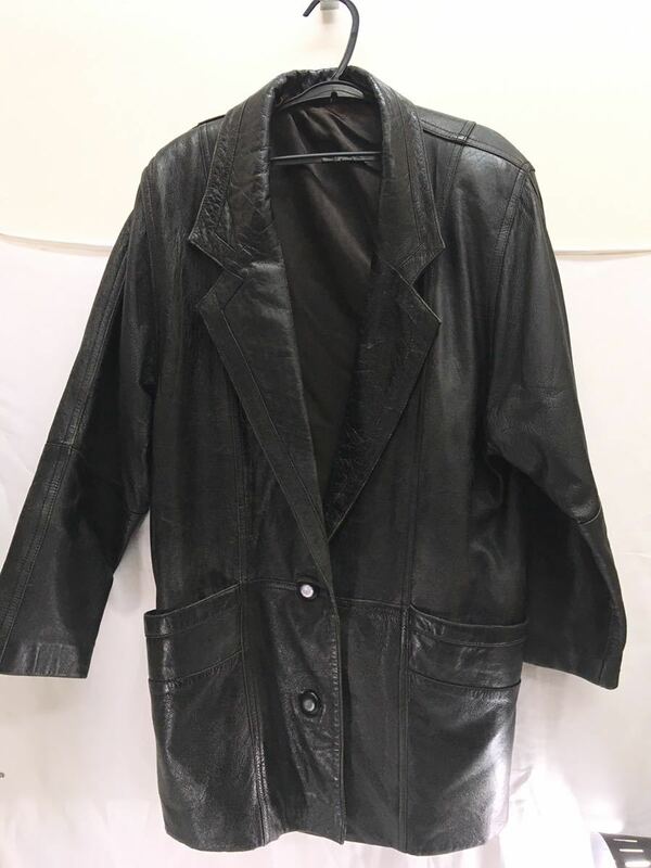 革 コート レザーコート 羊革 シープスキン フリーサイズ ブラック ハーフコート 革ジャン 革ジャケット