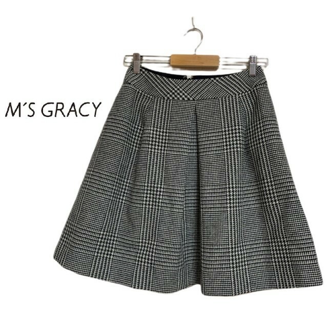 M'S GRACY【エムズグレイシー】グレンチェック 厚地 Aライン スカート サイズ36