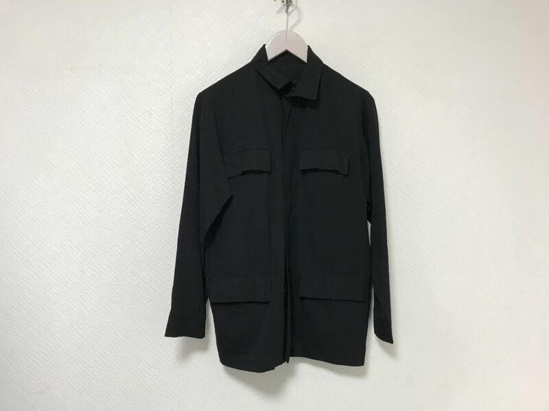 本物ヨウジヤマモトyohjiyamamoto薄手ウールシャツジャケット黒ブラックスーツビジネスSメンズ日本製