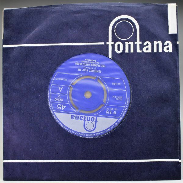 T-606 UK盤 【MONO】 美盤 The Spencer Davis Group Somebody Help Me/Stevie's Blues スペンサー・デイヴィス・グループ TF 679 45 RPM