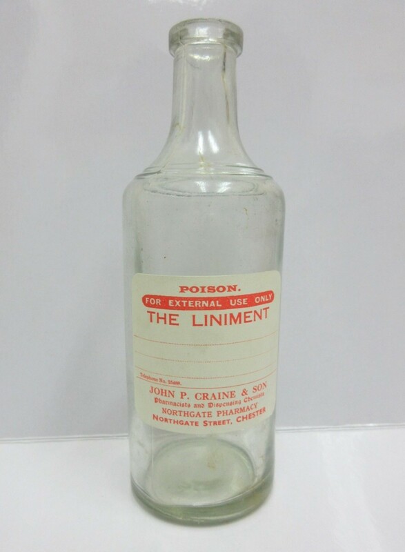 英国アンティーク ガラスボトル 薬瓶 ラベル付き ヴィンテージ イギリス インテリア ディスプレイ POISON