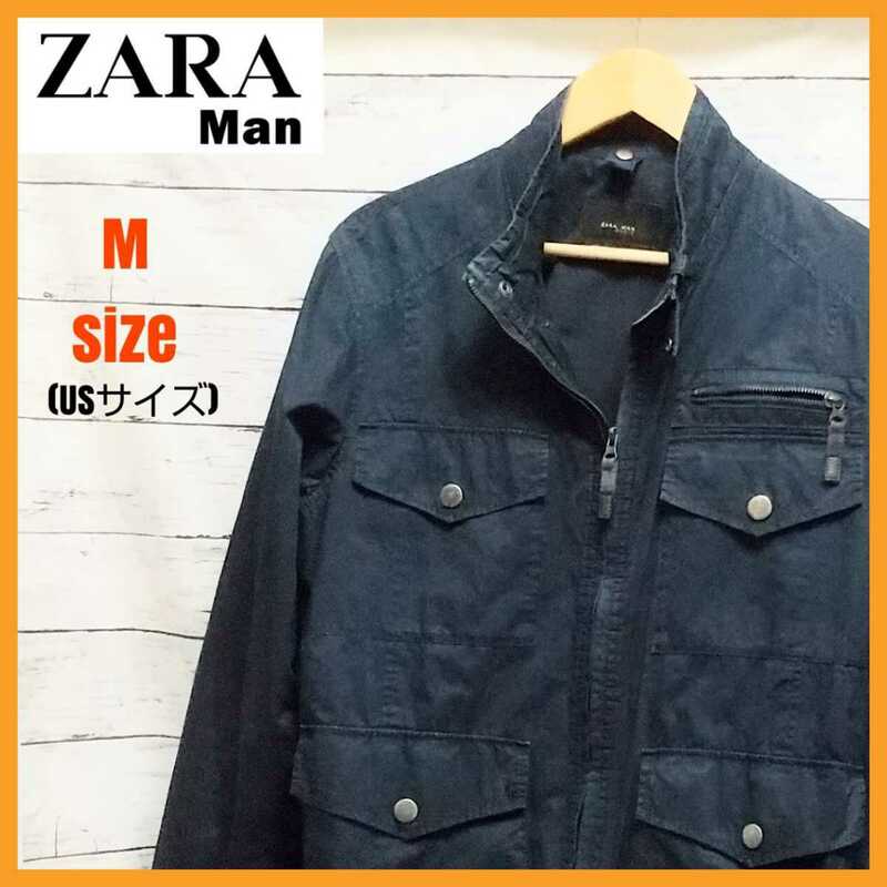 ZARA MAN ザラ メンズ ジャケット Lサイズ相当 ネイビー ミリタリージャケット ZARAMAN メンズ アウター 送料無料