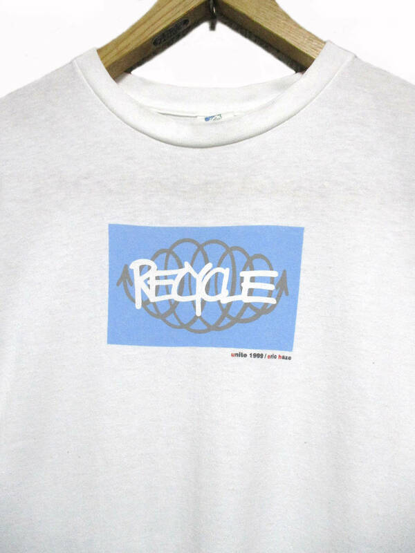 UNITE99 Patagonia RECYCLE Eric Haze　90s パタゴニア シップス エリック・ヘイズ 世界限定 Tシャツ　白 kids L (メンズ S-M程度) USA製