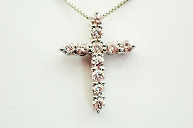 K18 WG ダイヤモンド/ブラックダイヤモンド　クロスネックレス　十字架/115222