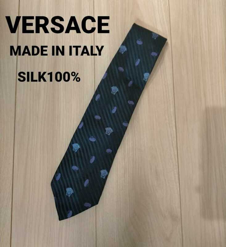ジャンニ・ヴェルサーチ GIANNI VERSACE メデューサ 柄 ネクタイ silk 100% シルク メイドインイタリア Italy 製