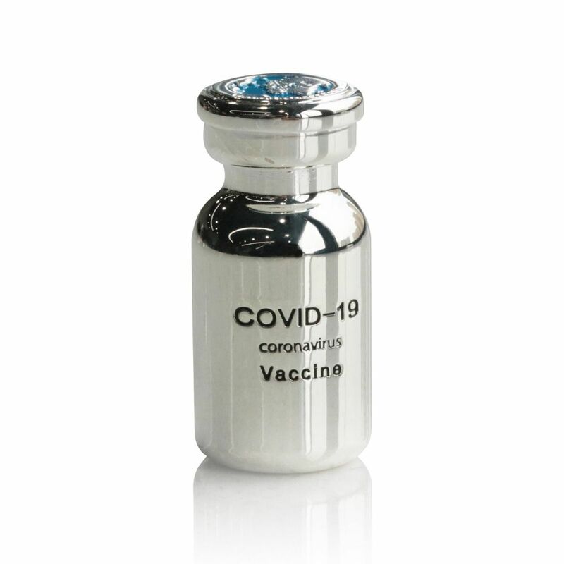 2021 フィジー COVID-19 コロナウイルスワクチン瓶型 1ドル 2オンス 銀メッキ貨 ワクチンパスポート形保証書付き