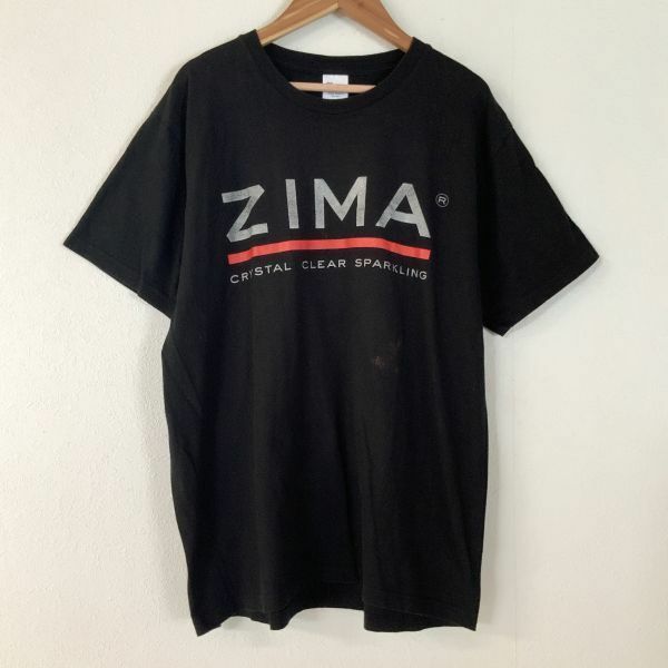 企業系 ZIMA ジーマ ビッグプリント 半袖 tシャツ メンズ Lサイズ ブラック