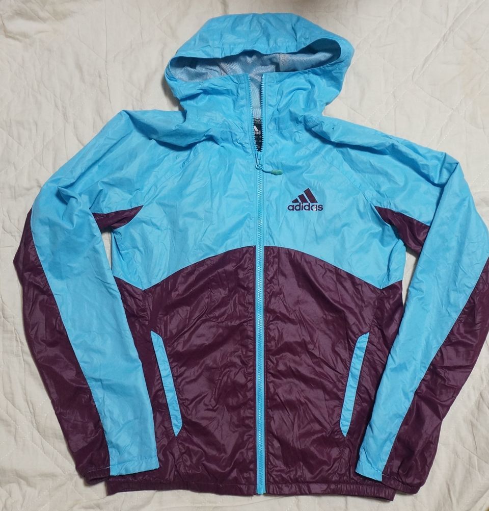 アディダス CLIMAPROOF 撥水ジャケット　S　ブルー／バーガンディ　ADIDAS