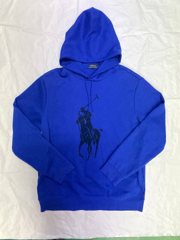 古着 A322 XLサイズ フーディ パーカー ビッグポニー 青 BLUE polo ralph lauren ポロ ラルフ ローレン