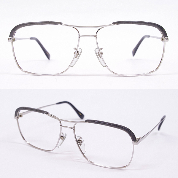【眼鏡産地鯖江製ビンテージ眼鏡】スタープラチナを使用した、ツーブリッジ＆ブロー眼鏡【各部点検済みで長くお使いいただけます】値下げ