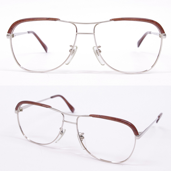 【眼鏡産地鯖江製ビンテージ眼鏡】スタープラチナを使用した、ツーブリッジ＆ブロー眼鏡：C茶【各部点検済みで長くお使いいただけます】