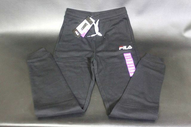 FILA フィラ ジュニア フリース ジョガーパンツ 裏起毛 ブラック サイズXL★送料520円★