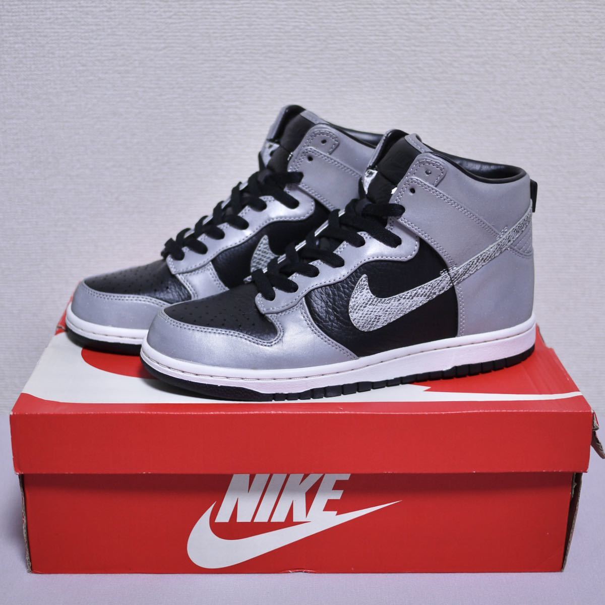2013 NIKE DUNK PREMIUM HIGH SP US8 26cm ナイキ ダンク ハイ 3M REFLECT SILVER SNAKE 黒 銀 蛇 ヘビ リフレクター スネーク 624512-100