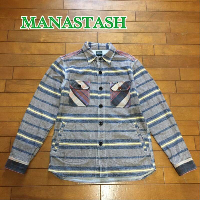 ★【 MANASTASH 】★ ヘンプ ボーダー CPOシャツジャケット★サイズ M ★ O254