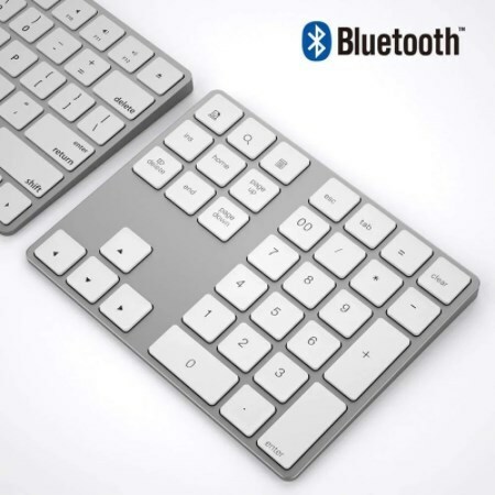 ミニbluetoothワイヤレス充電式キーパッド,アルミニウム,34キー,タブレットラップトップ用