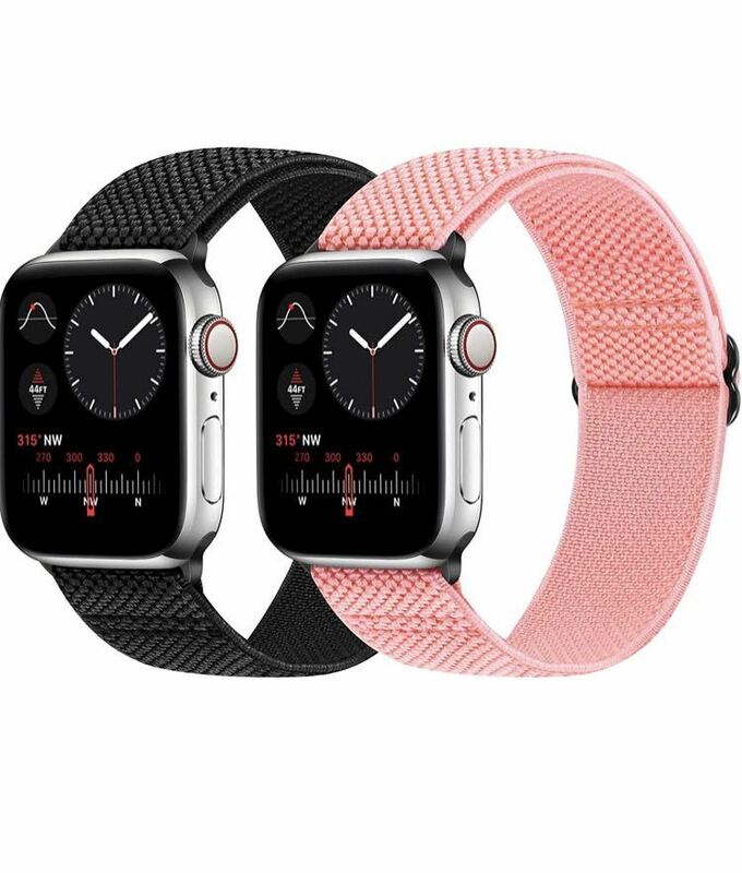 Apple Watch ベルト アップルウォッチバンド 38/40/41mm ナイロンバンド　弾力バンドApple Watch Series 7/6/5/4/3/2/1/SE対応　黒とピンク