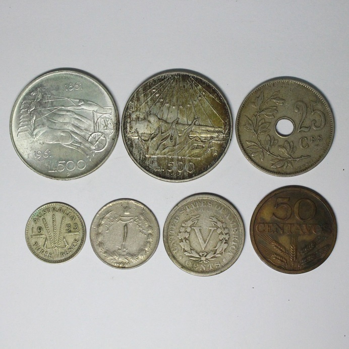 収集家のコレクション 海外銀貨含硬貨コイン等7枚 レターパックライト可 0819R10r